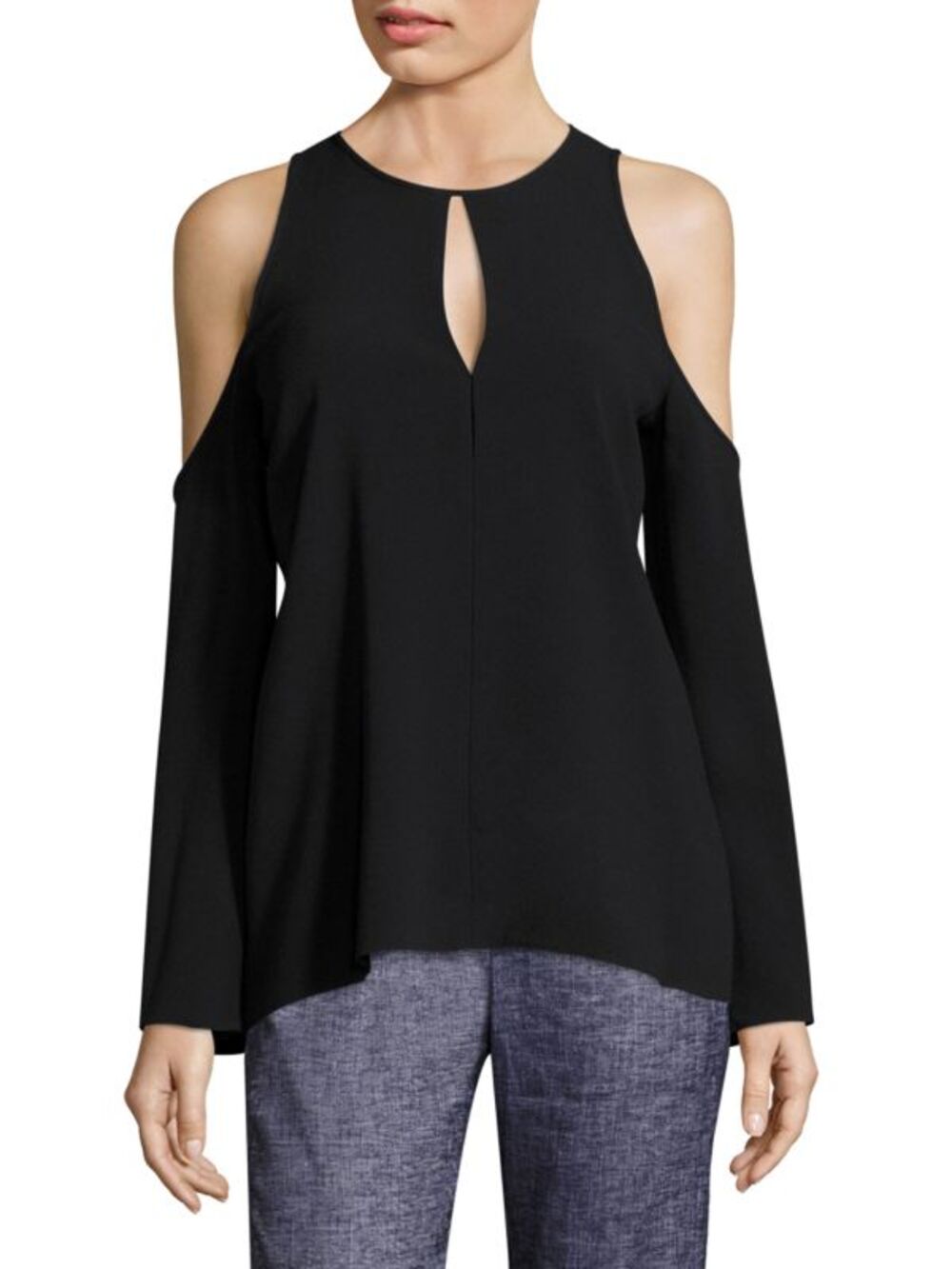 Theory Sarver Rosina Crepe Cold Shoulder Top Black Size Medium